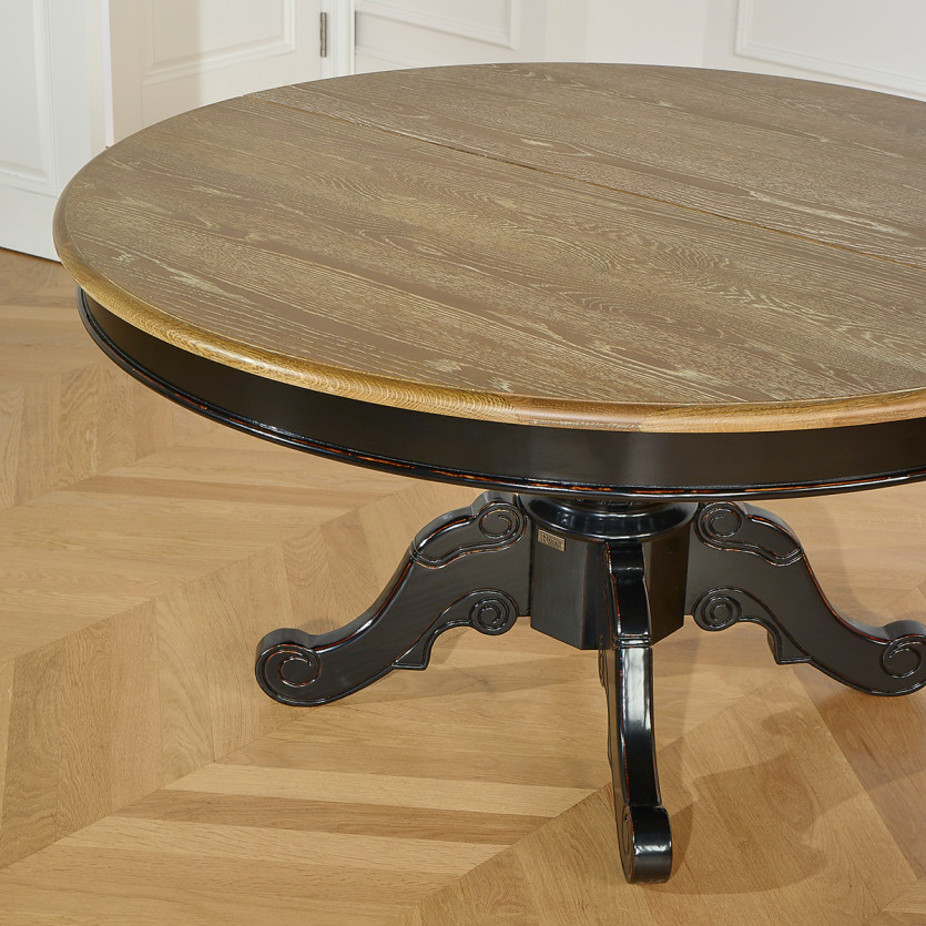 Uitschuifbare eettafel AMBOISE - Klassieke stijl, zwarte poten, 6/8 personen