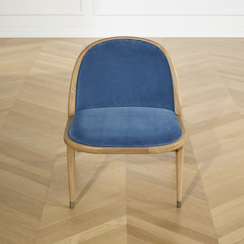 SUZETTE - Vintage-Stil Sessel aus Massivholz und Samt, 1-Sitzer