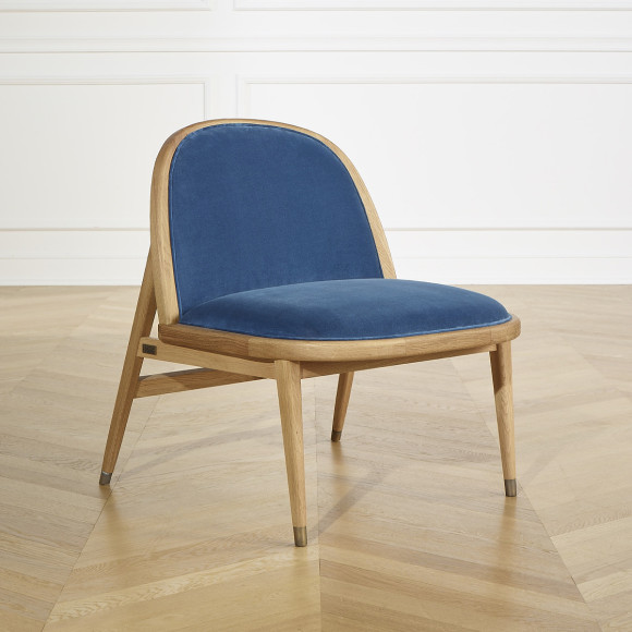 SUZETTE - Poltrona stile vintage in legno massiccio e velluto, 1 posto