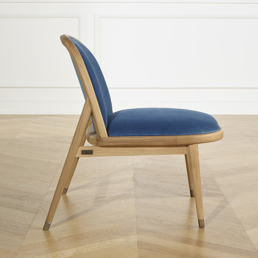 SUZETTE - Vintage style armchair in solid wood and velvet, 1 seat