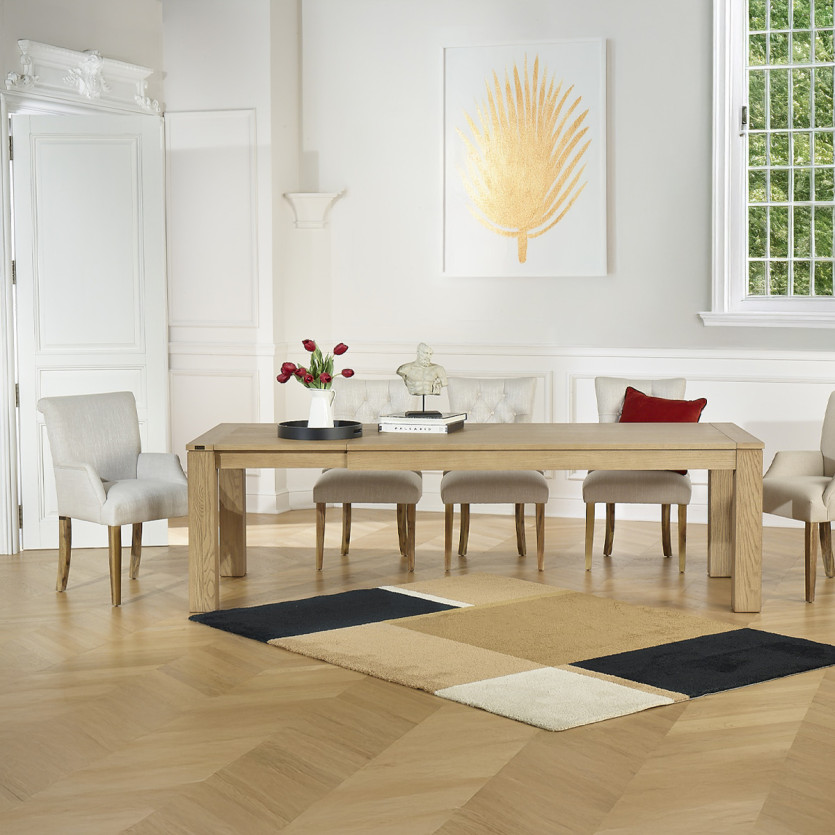 MEGÈVE extendable dining table - Contemporary style in oak, 1 extension leaf, 8/10 seats, FSC® certified wood