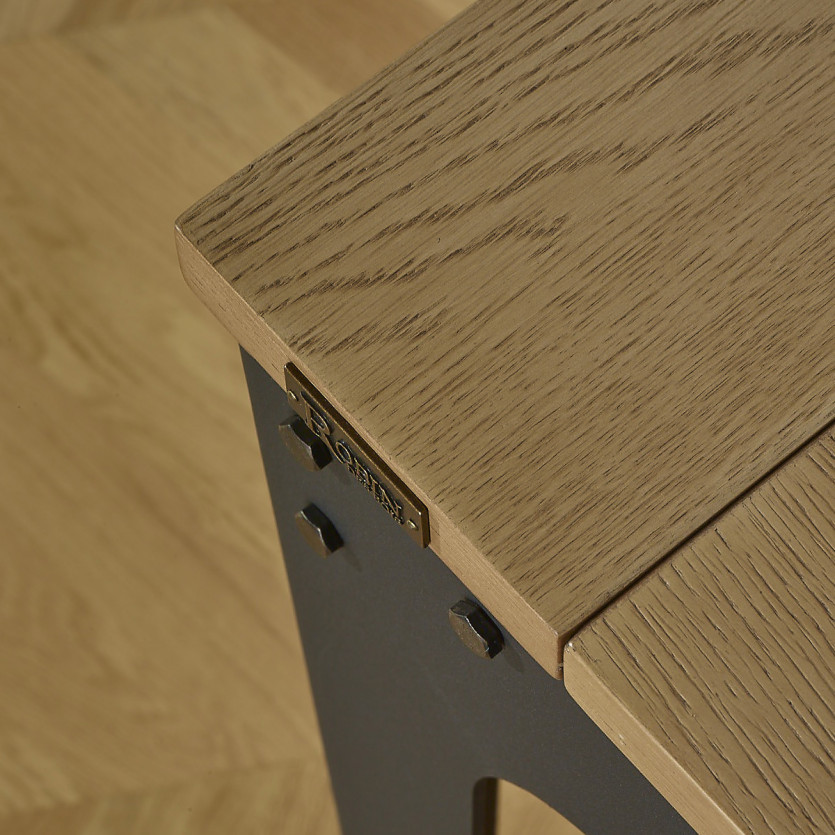Table à manger SEATTLE - Style industriel, 10/12 couverts, plateau en chêne, bois certifié FSC®