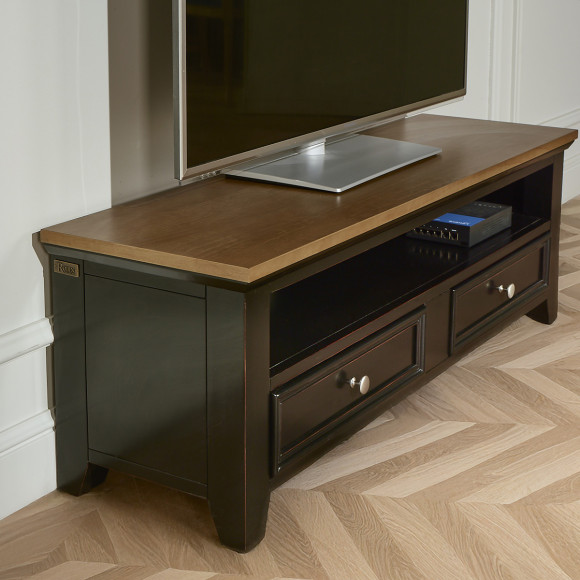 ARCHER - Tv-meubel in strandstijl van hout, 1 nis, 2 lades, hout met FSC®-certificering