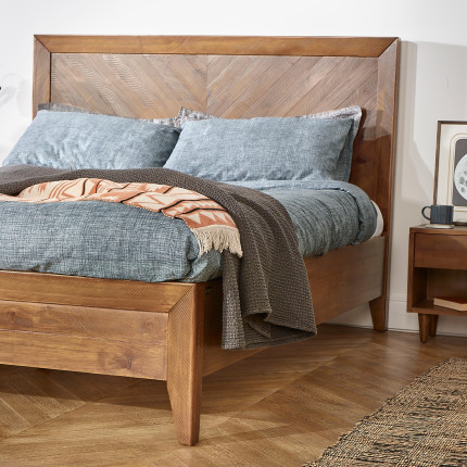 Cama doble BRADLEY - Estilo contemporáneo en pino macizo, 160 x 200, madera certificada FSC®