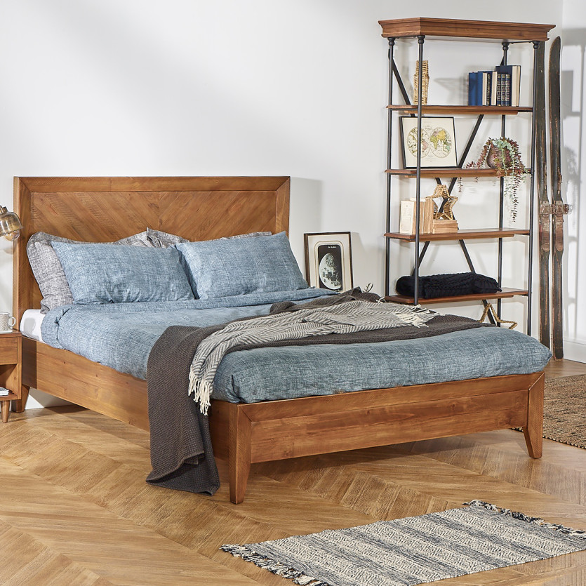 Lit double BRADLEY - Style contemporain en pin massif, 160 x 200, bois certifié FSC®