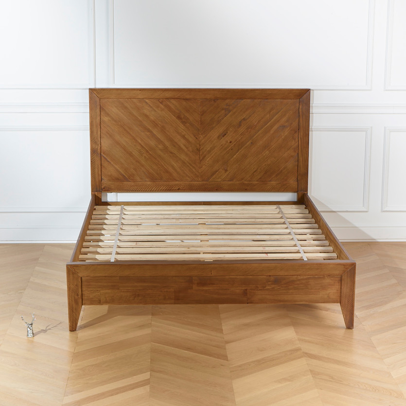 Lit double BRADLEY - Style contemporain en pin massif, 160 x 200, bois certifié FSC®