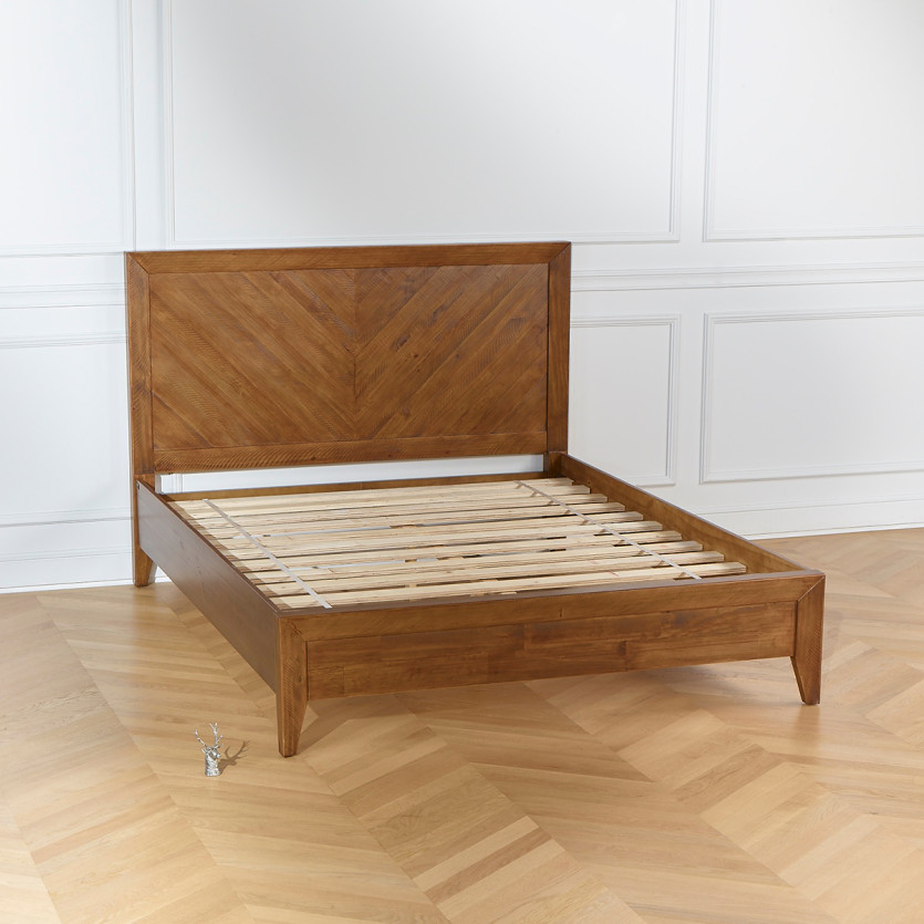 BRADLEY - Lit double style contemporain en pin massif, 160 x 200