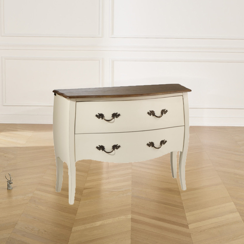 AQUITAINE - Commode salle à manger, plateau en chêne, 2 tiroirs