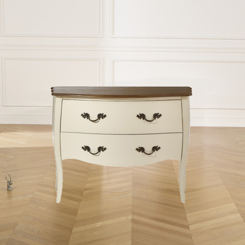 AQUITAINE - Commode salle à manger, plateau en chêne, 2 tiroirs