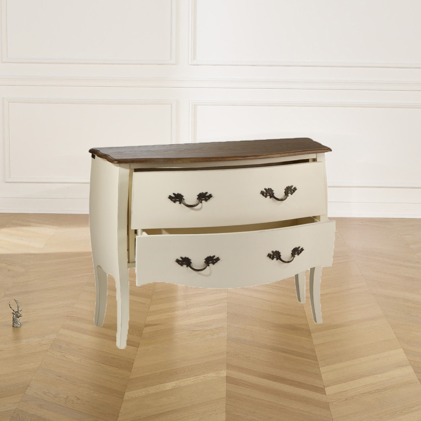 AQUITAINE - Commode salle à manger, plateau en chêne, 2 tiroirs