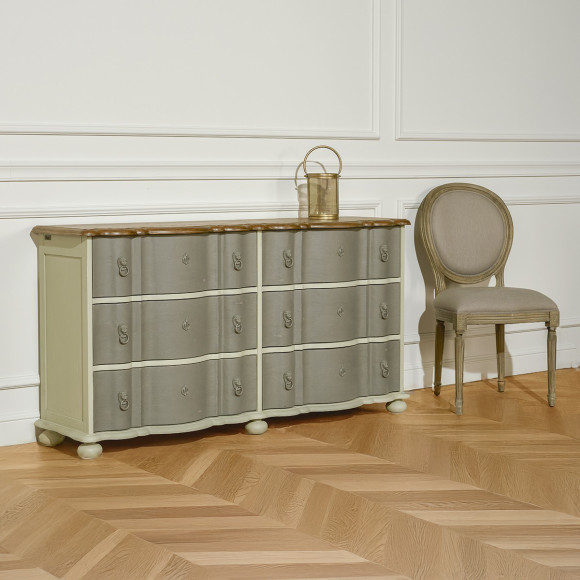 GOODMOON - Cómoda de madera estilo shabby chic, 6 cajones, madera certificada FSC®