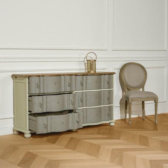 GOODMOON - Comò in legno stile shabby chic, 6 cassetti, legno certificato FSC®