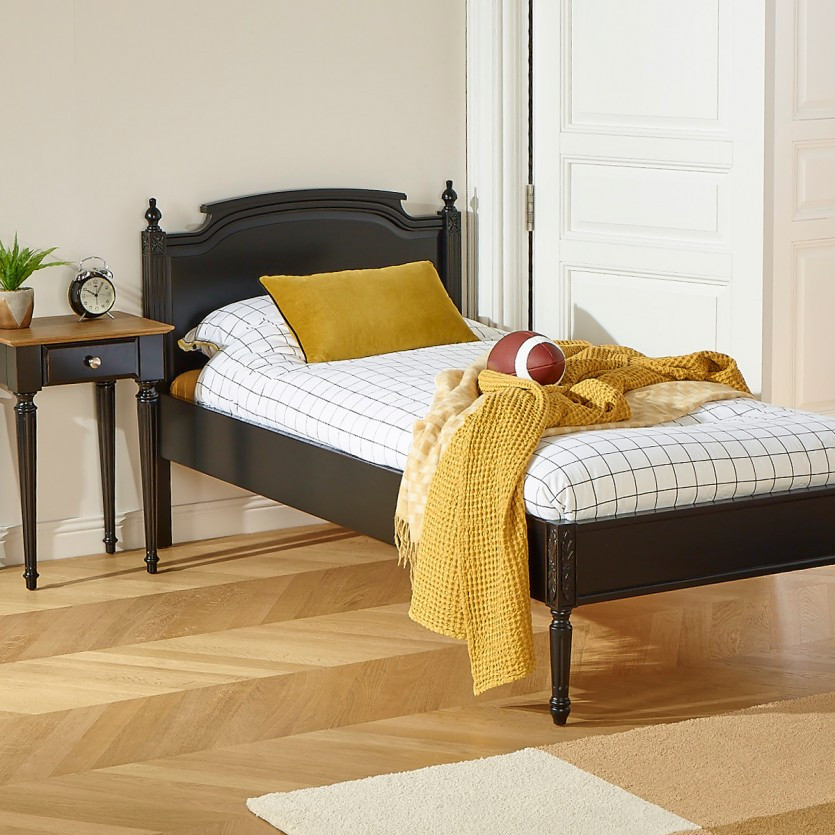 ARABELLE - Almofada retangular estilo vintage em veludo amarelo mostarda, 55 X 35 cm
