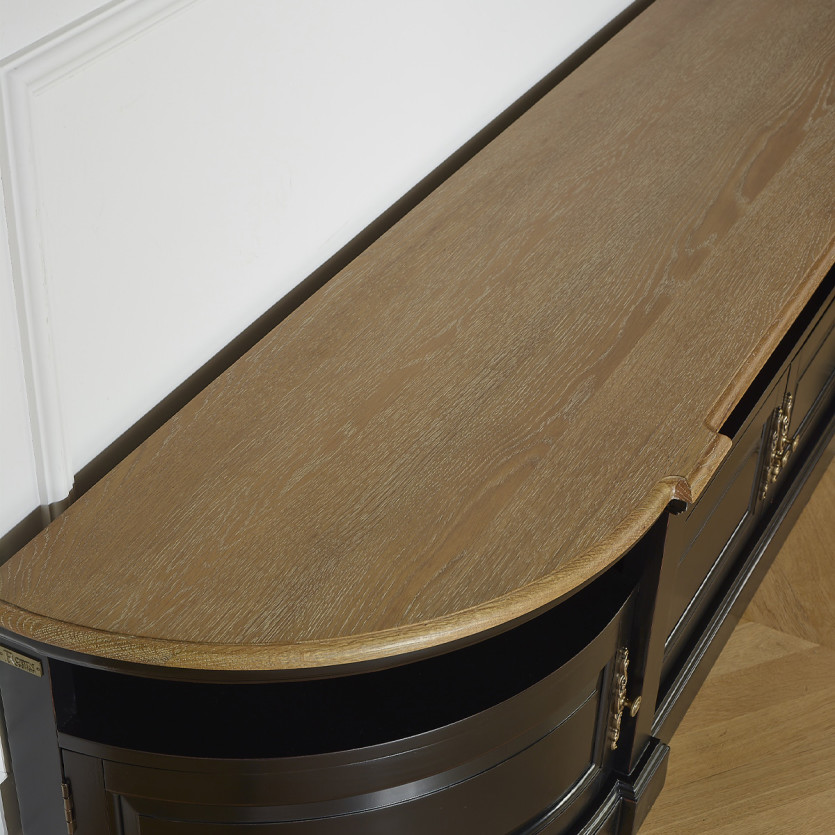 JOSEPHINE - Meuble TV shabby chic, plateau chêne, 4 portes, bois certifié FSC®