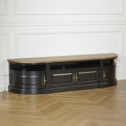 JOSEPHINE - Meuble TV shabby chic, plateau chêne, 4 portes, bois certifié FSC®