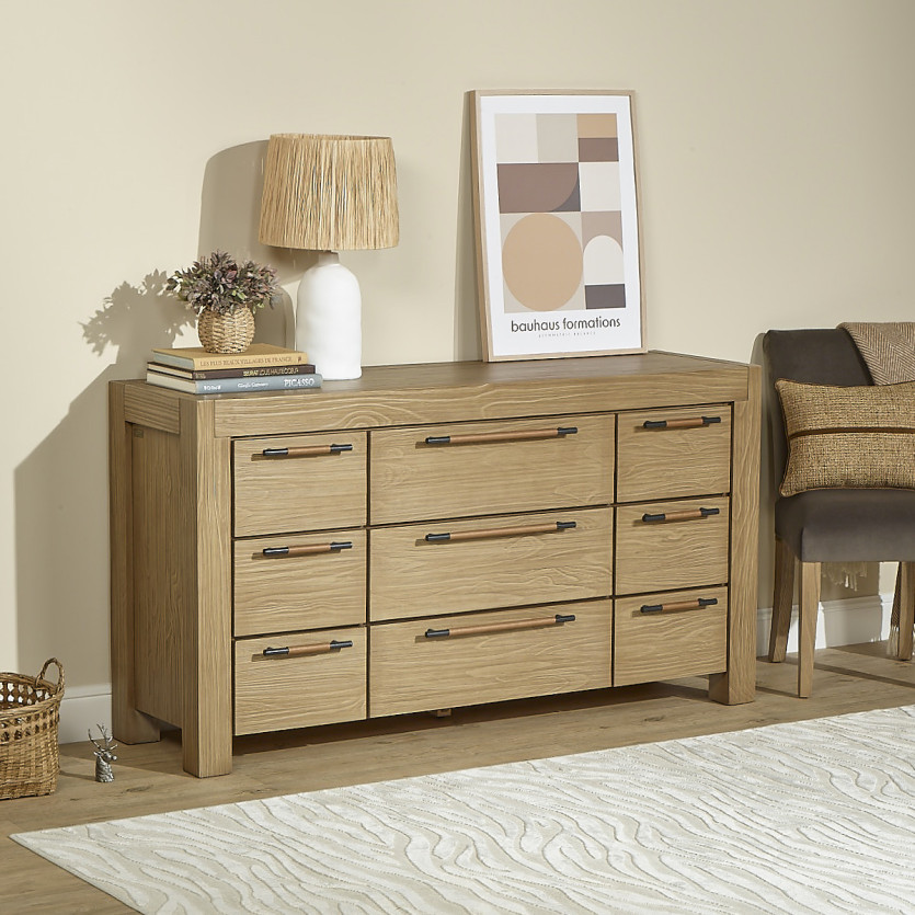 MEGÈVE – Contemporary style pine dresser, 9 drawers, FSC® certified wood