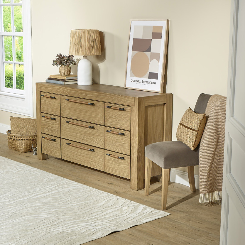 MEGÈVE – Comò in pino stile contemporaneo, 9 cassetti, legno certificato FSC®