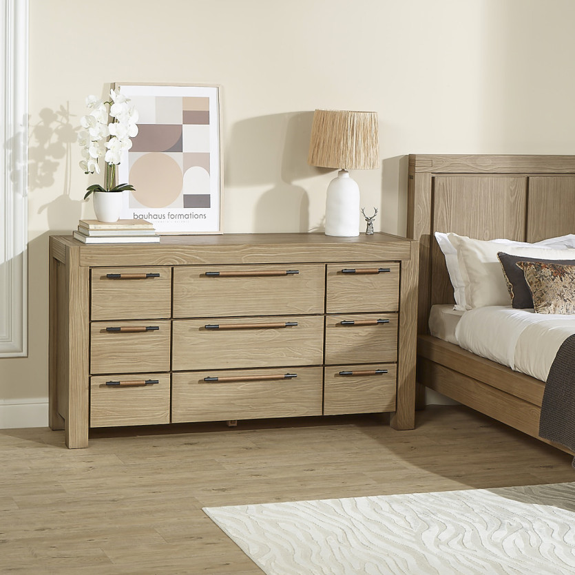 MEGÈVE – Contemporary style pine dresser, 9 drawers, FSC® certified wood
