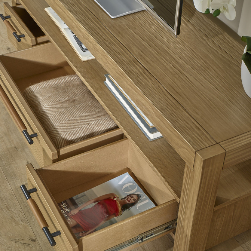 MEGÈVE – Televisiemeubel 150 cm van hout, eigentijdse stijl, 3 laden, 1 plank, FSC®-gecertificeerd hout