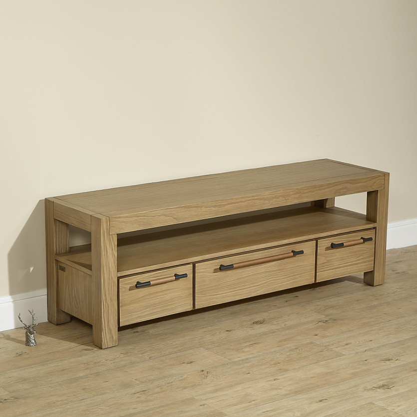 MEGÈVE – Televisiemeubel 150 cm van hout, eigentijdse stijl, 3 laden, 1 plank, FSC®-gecertificeerd hout