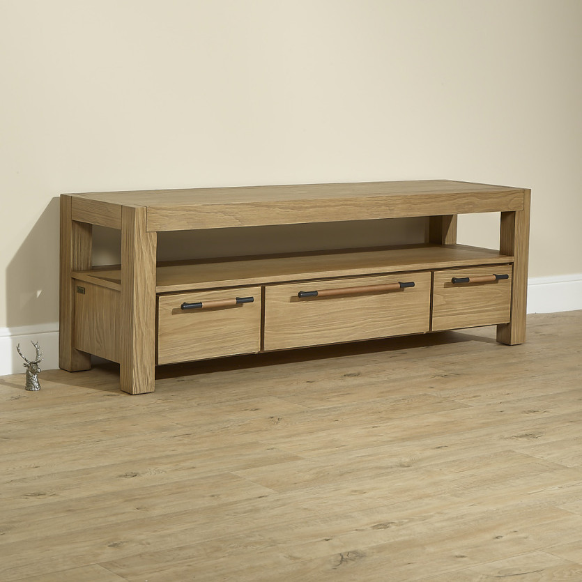 MEGÈVE – Televisiemeubel 150 cm van hout, eigentijdse stijl, 3 laden, 1 plank, FSC®-gecertificeerd hout