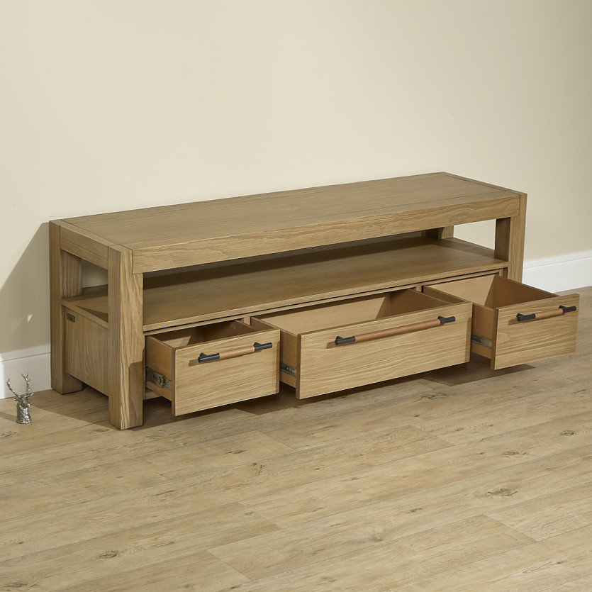 MEGÈVE – Televisiemeubel 150 cm van hout, eigentijdse stijl, 3 laden, 1 plank, FSC®-gecertificeerd hout
