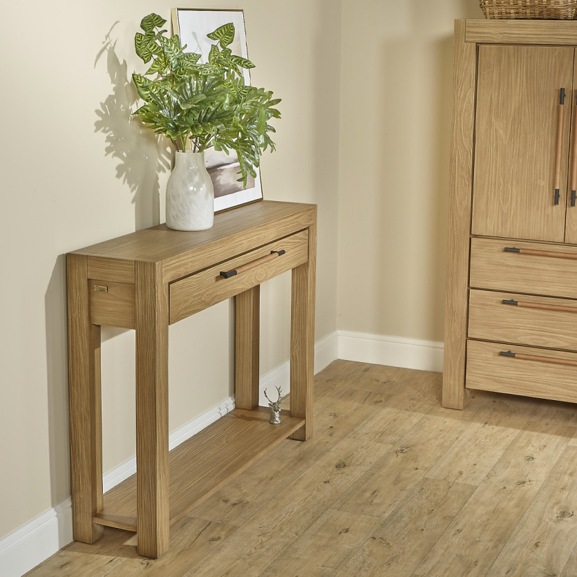 Console MEGÈVE – Contemporary style in solid wood, 1 drawer, FSC® certified wood