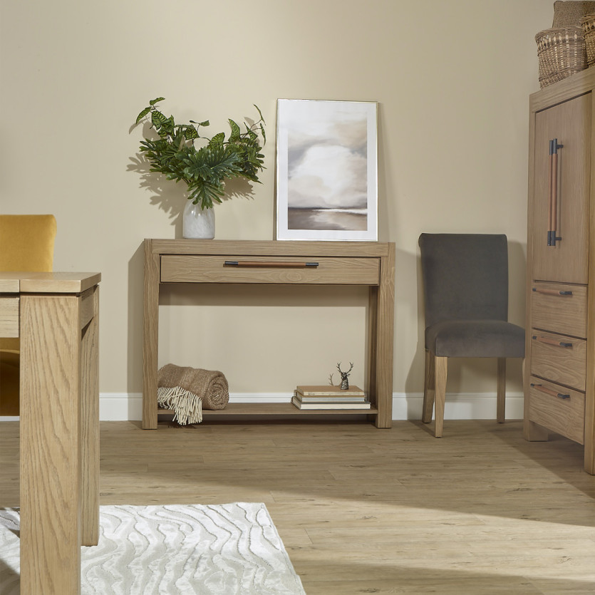 Konsole MEGÈVE – Zeitgenössischer Stil aus massivem Holz, 1 Schublade, FSC®-zertifiziertes Holz