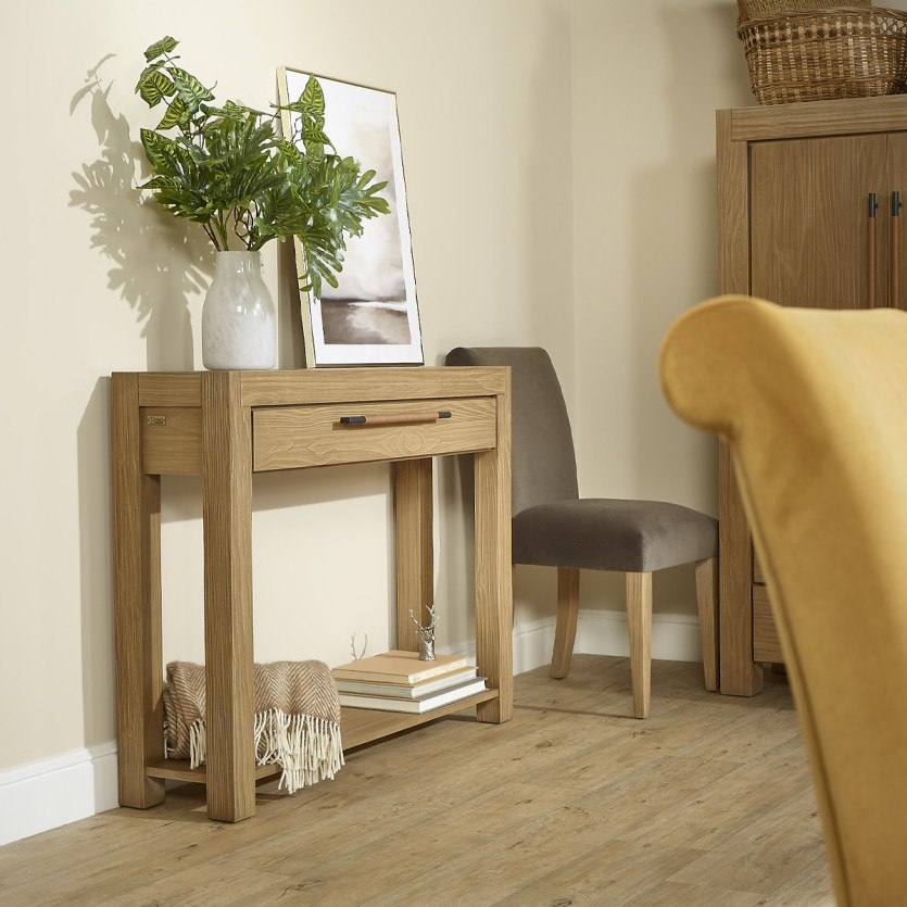 Konsole MEGÈVE – Zeitgenössischer Stil aus massivem Holz, 1 Schublade, FSC®-zertifiziertes Holz