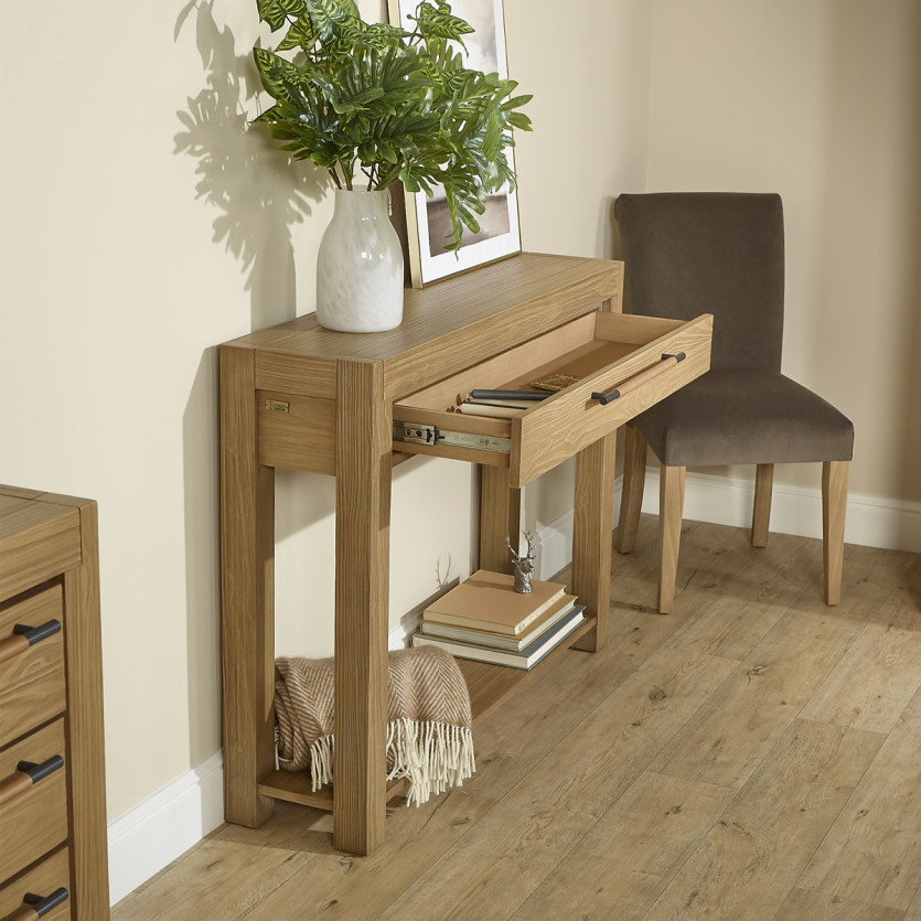 Consolle MEGÈVE – Stile contemporaneo in legno massello, 1 cassetto, legno certificato FSC®