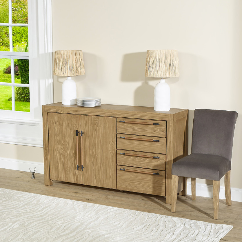 MEGÈVE – Buffet style contemporain en bois, 4 tiroirs, 2 portes, bois certifiéFSC®