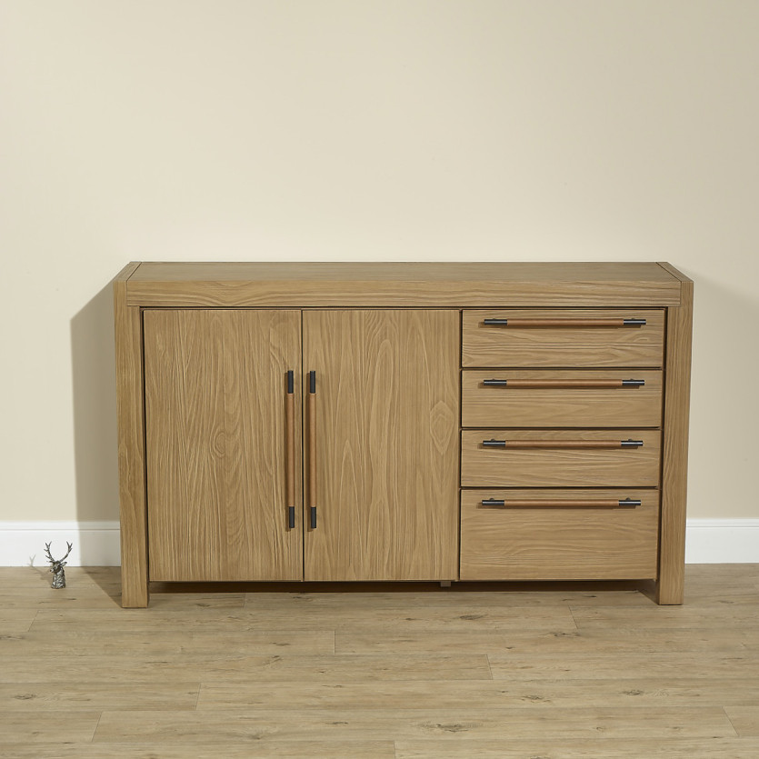 MEGÈVE – Buffet style contemporain en bois, 4 tiroirs, 2 portes, bois certifiéFSC®