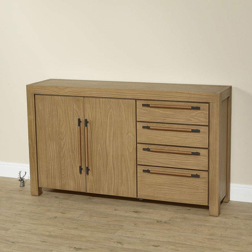 MEGÈVE – Credenza in stile contemporaneo in legno, 4 cassetti, 2 ante, legno certificato FSC®