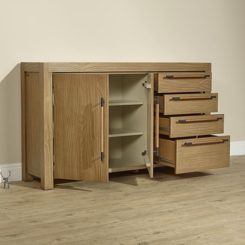 MEGÈVE – Buffet style contemporain en bois, 4 tiroirs, 2 portes, bois certifiéFSC®