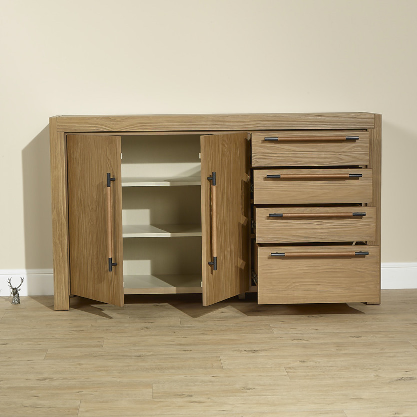 MEGÈVE – Buffet style contemporain en bois, 4 tiroirs, 2 portes, bois certifiéFSC®