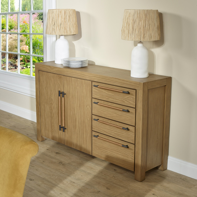 MEGÈVE – Buffet style contemporain en bois, 4 tiroirs, 2 portes, bois certifiéFSC®