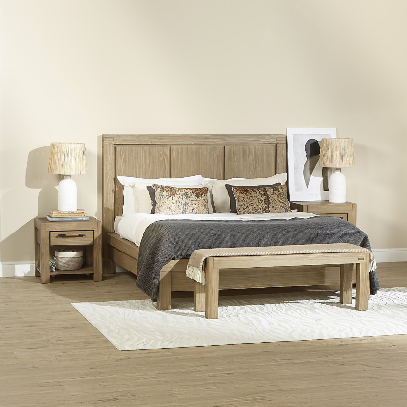 Letto design MEGÈVE – Stile moderno in legno massiccio, 160 x 200, legno certificato FSC®
