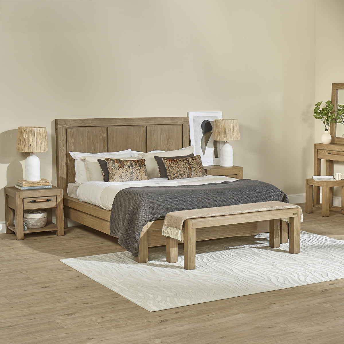 Lit en bois style contemporain en bois massif, 160 x 200