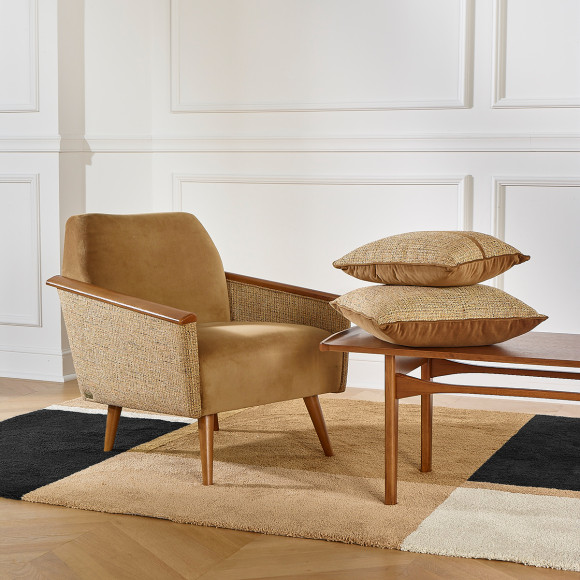 SANDER Sessel - Nordischer Stil, Tweedstoff und FSC®-zertifiziertes Holz, 1-Sitzer