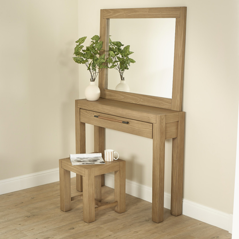 MEGÈVE – Tocador de estilo contemporáneo en madera, 1 cajón, madera certificada FSC®