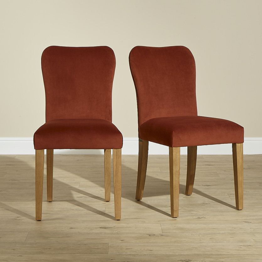 JOËL - Contemporary chairs in solid wood and studded velvet, set of 2, FSC® certified wood