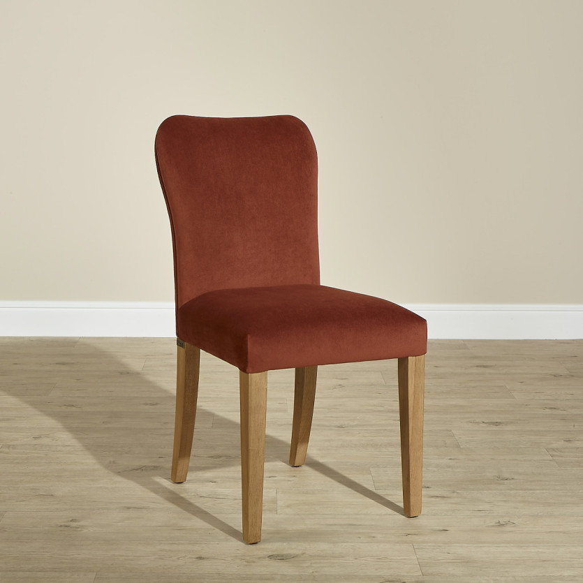 JOËL - Lot de 2 chaises contemporaines en bois massif et velours, bois certifié FSC®