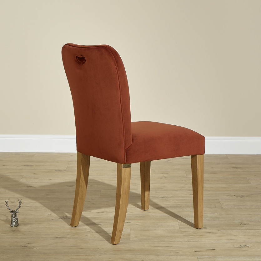 JOËL - Contemporary chairs in solid wood and studded velvet, set of 2, FSC® certified wood