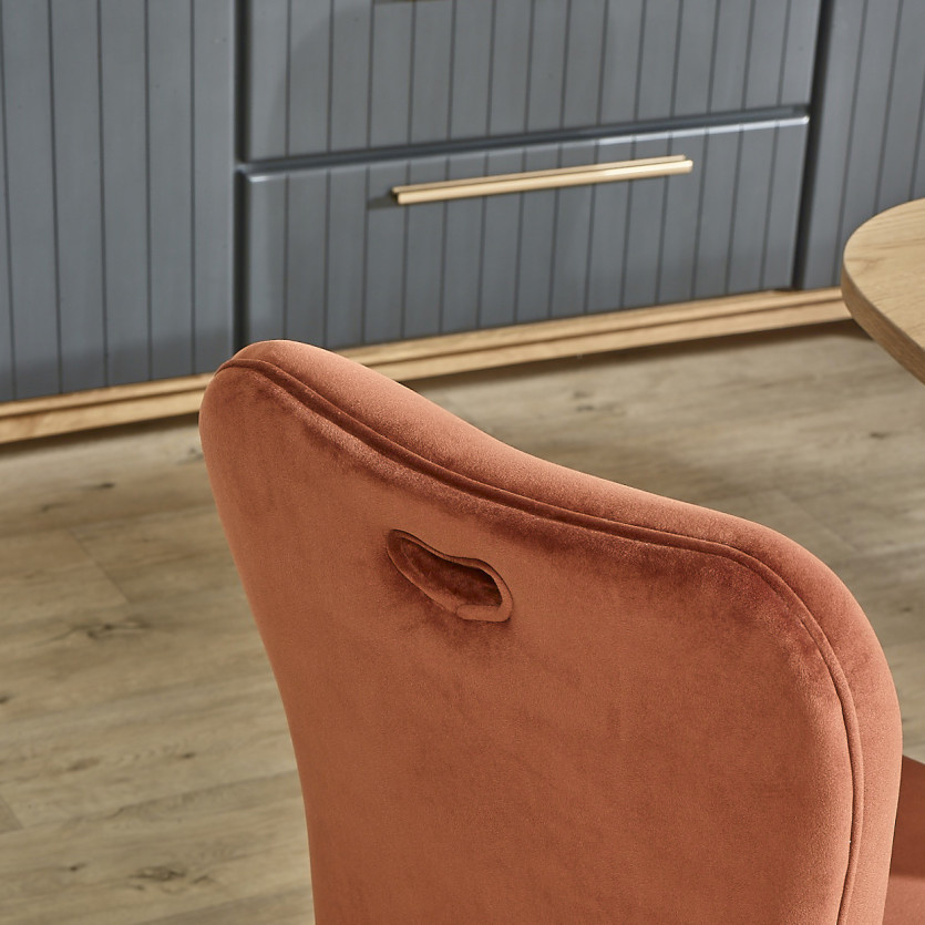 JOËL - Lot de 2 chaises contemporaines en bois massif et velours, bois certifié FSC®