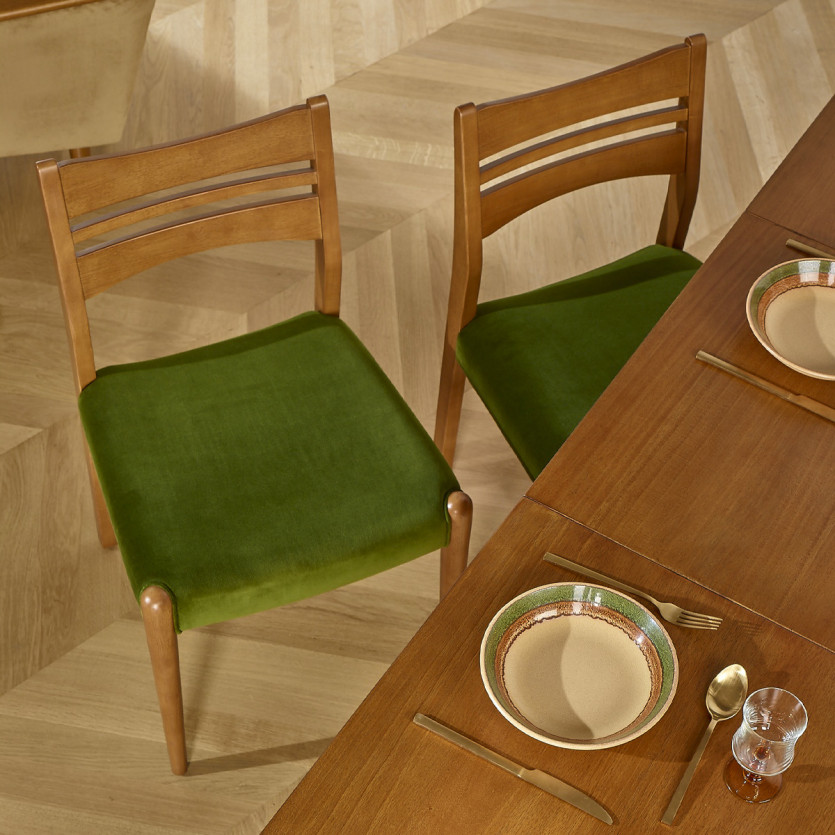 LIAM – Lot de 2 chaises salle à manger style scandinave en bois massif, bois certifié FSC®