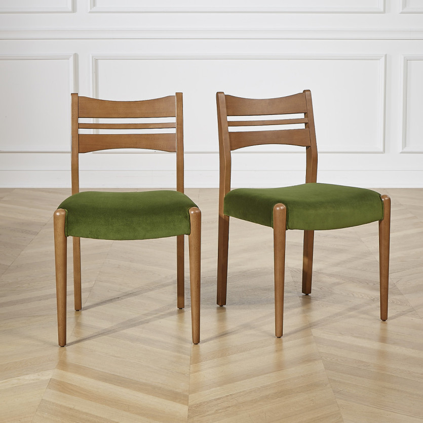 LIAM – Lot de 2 chaises salle à manger style scandinave en bois massif, bois certifié FSC®