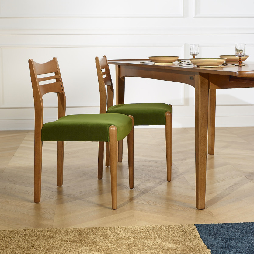 LIAM – Lot de 2 chaises salle à manger style scandinave en bois massif, bois certifié FSC®