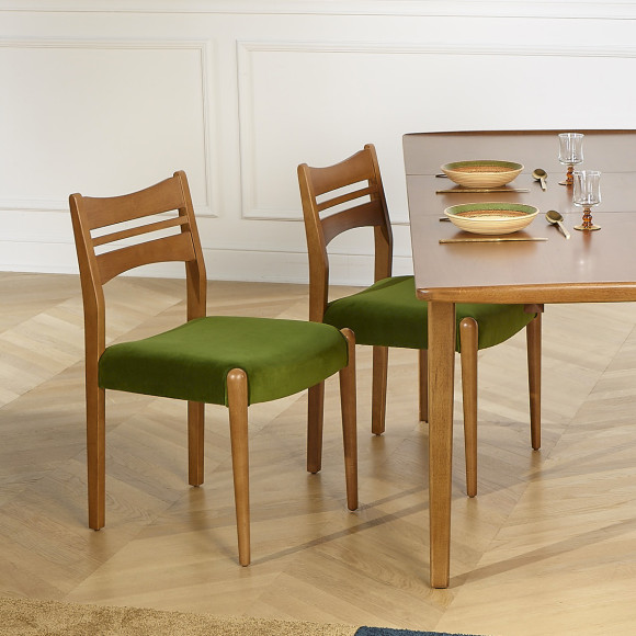 LIAM – Lot de 2 chaises salle à manger style scandinave en bois massif, bois certifié FSC®