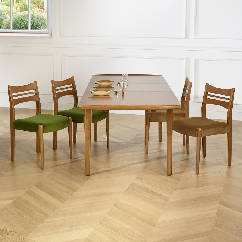 LIAM – Lot de 2 chaises salle à manger style scandinave en bois massif, bois certifié FSC®