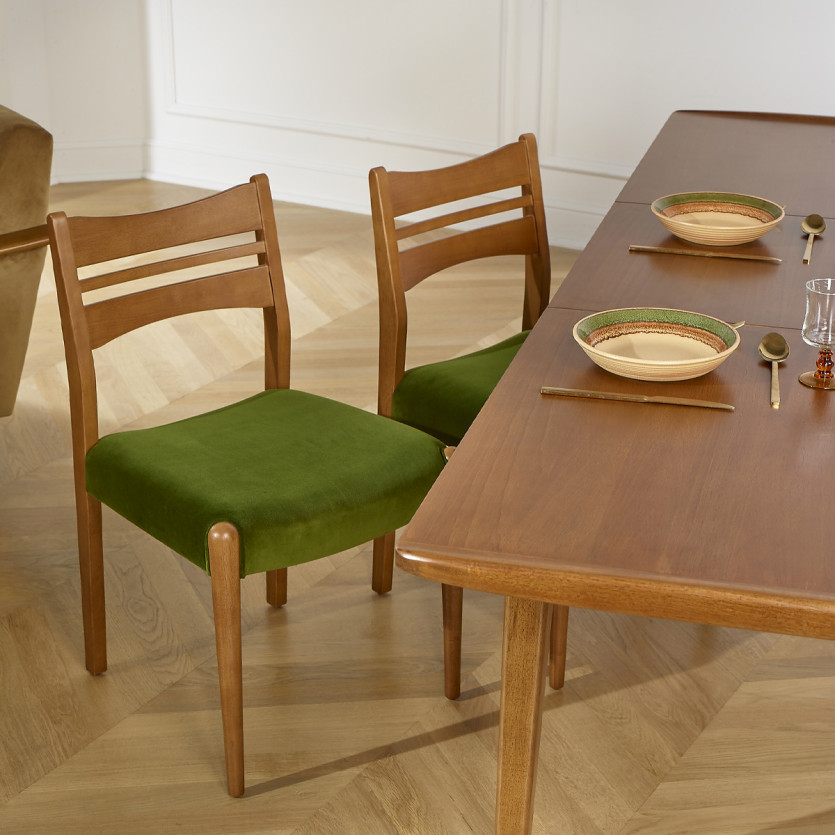 LIAM – Lot de 2 chaises salle à manger style scandinave en bois massif, bois certifié FSC®